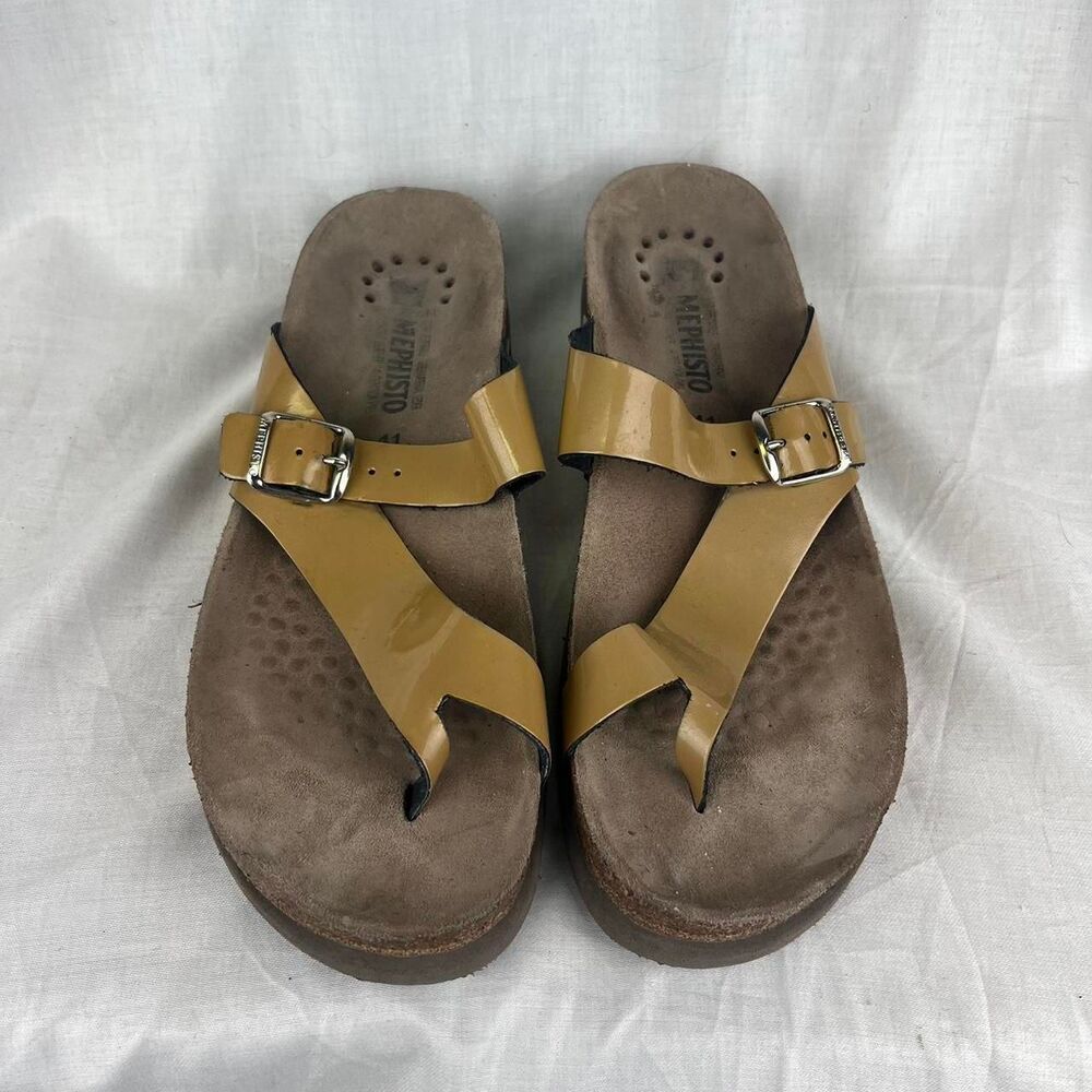 Mephisto Gold Leather Sandals Size 11 (41)